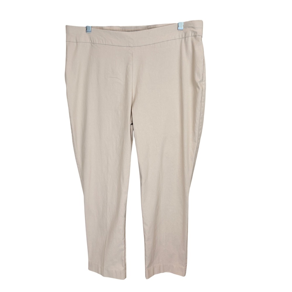 Chicos Womens 14P Brigitte Ankle Pants Beige Pull On Stretch Slim Trousers